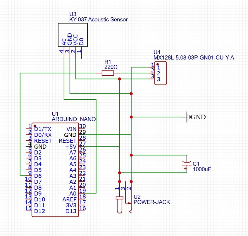 Circuit schematics of clap activated PCB light