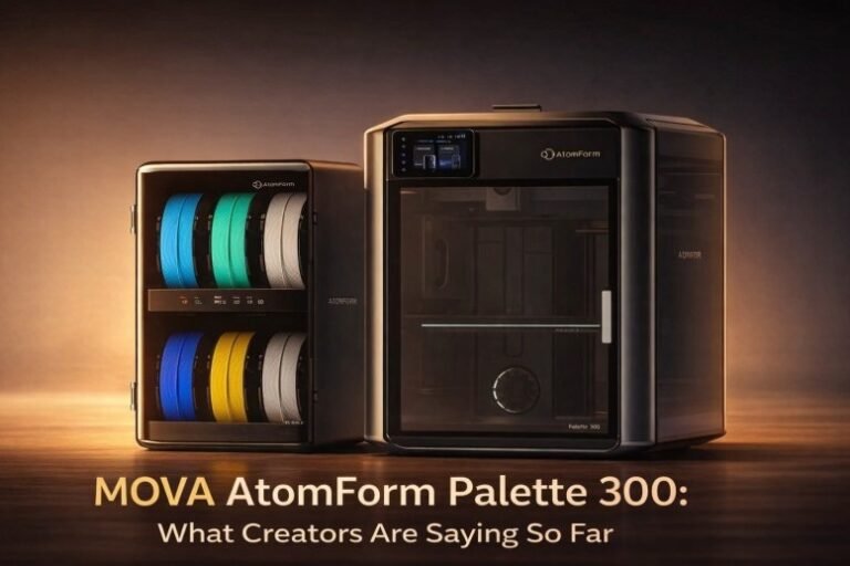 MOVA AtomForm Palette 300 multi material 3D printer with filament cabinet
