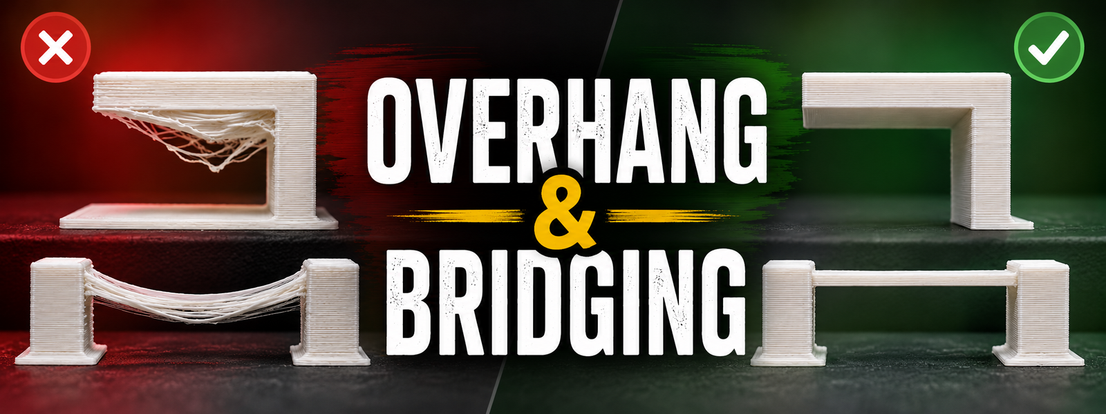 overhang and bridging problem in 3D printing