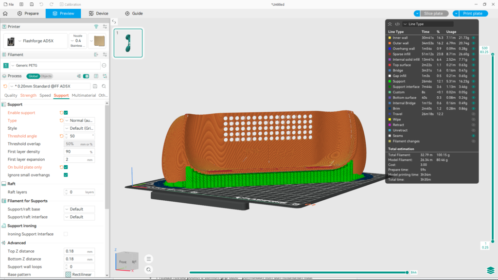 Proses slicing model 3D Retroid Pocket 5 Comfort Grip Case