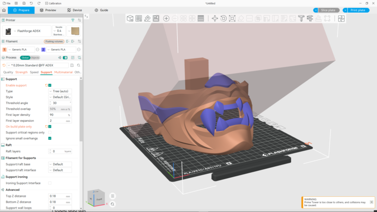 Setting selective painting untuk multicolor printing dalam Orca Flashforge