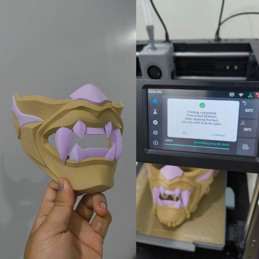 Hasil cetakan 3D pelbagai warna model Yoru Mask guna bahan PLA